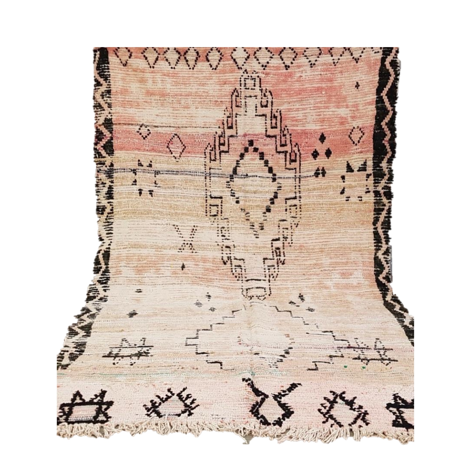 Decorative rug with geometric pattern on a white background